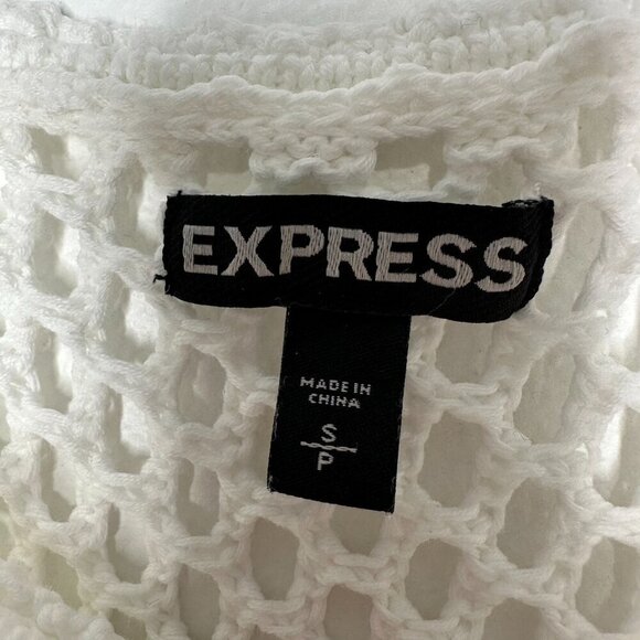 Express Open Knit Tank Top Size Small White Cotton Festival Beach Boho - Picture 3 of 8